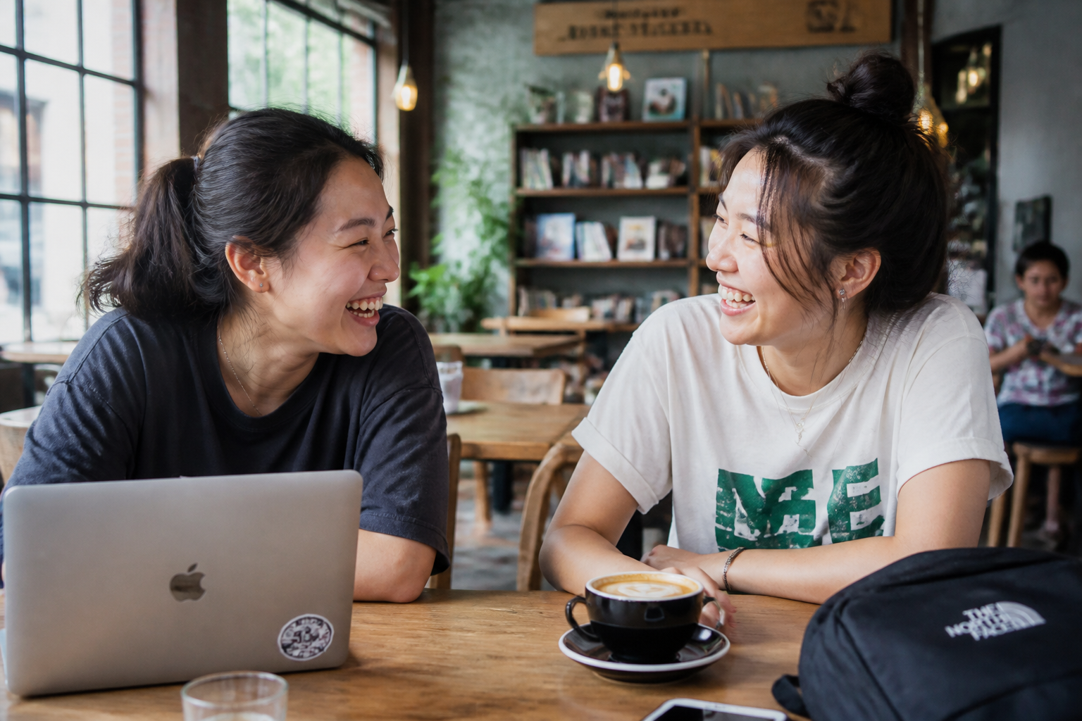 Two people connecting over coffee